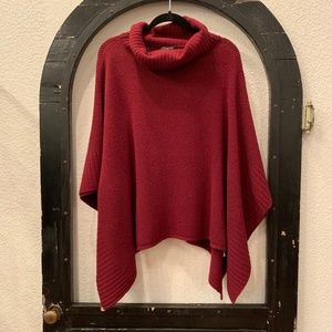 Eileen Fisher Red Merino Wool/Cashmere Poncho - M